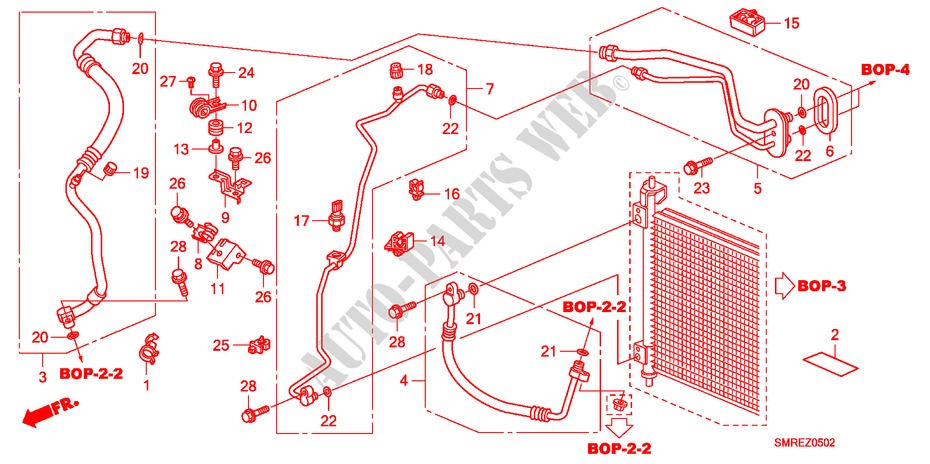AIR CONDITIONER(HOSES/PIP ES)(LH)(2) for Honda CIVIC 2.0 TYPE-R 3 Doors 6 speed manual 2011