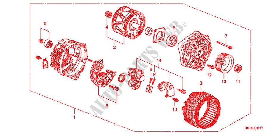 ALTERNATOR(MITSUBISHI)(1. 4L) for Honda CIVIC 1.4 TYPE-S 3 Doors 6 speed manual 2011