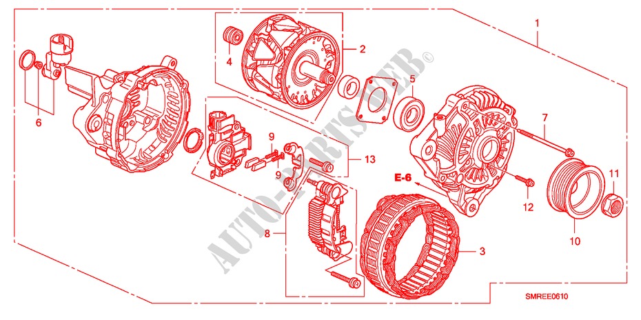 ALTERNATOR(MITSUBISHI)(1. 8L) for Honda CIVIC 1.8 TYPE-S 3 Doors 6 speed manual 2010