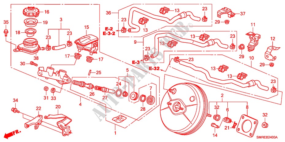 BRAKE MASTER CYLINDER/MAS TER POWER(LH) for Honda CIVIC 1.8 TYPE-S    PLUS 3 Doors 6 speed manual 2011