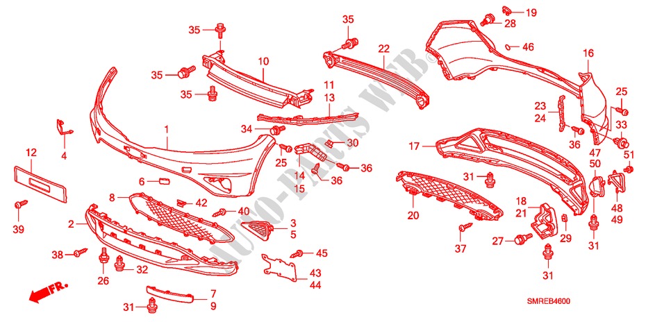 BUMPERS for Honda CIVIC 2.0 TYPE-R    PLUS 3 Doors 6 speed manual 2010