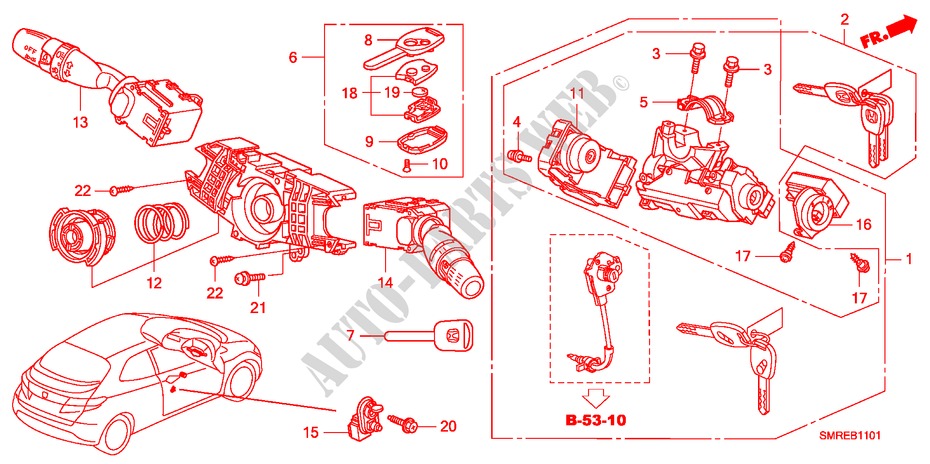 COMBINATION SWITCH(RH) for Honda CIVIC 2.0 TYPE-R    PLUS 3 Doors 6 speed manual 2010
