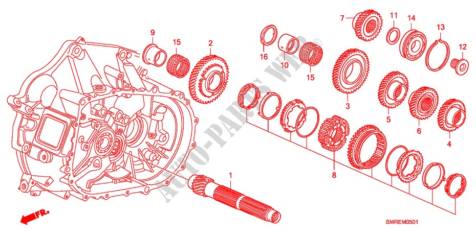 COUNTERSHAFT(2.0L) for Honda CIVIC 2.0 TYPE-R    PLUS 3 Doors 6 speed manual 2010
