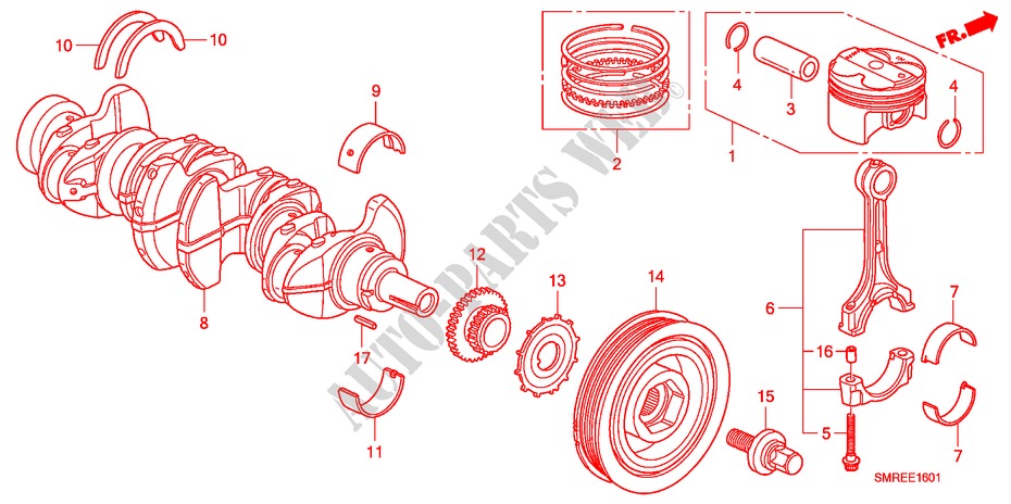 CRANKSHAFT/PISTON(2.0L) for Honda CIVIC 2.0 TYPE-R    PLUS 3 Doors 6 speed manual 2011