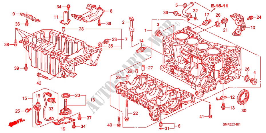 CYLINDER BLOCK/OIL PAN(2. 0L) for Honda CIVIC 2.0 TYPE-R    PLUS 3 Doors 6 speed manual 2010