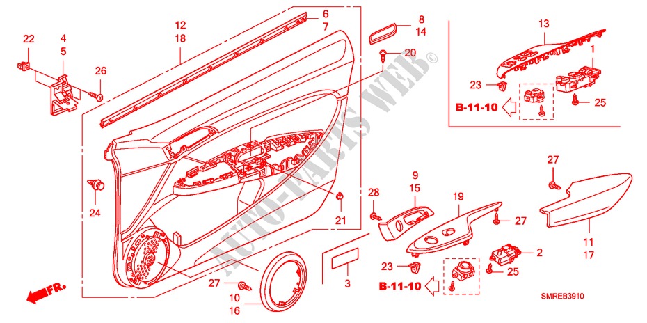 DOOR LINING(LH) for Honda CIVIC 2.0 TYPE-R    PLUS 3 Doors 6 speed manual 2010