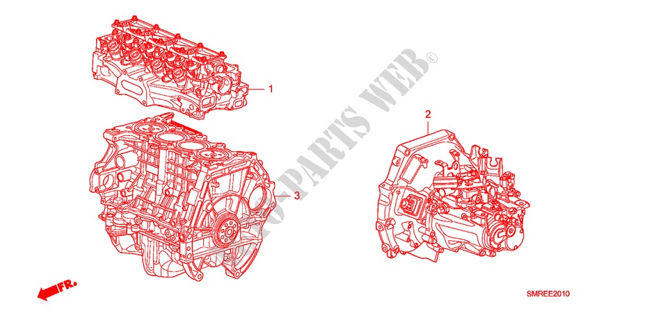 ENGINE ASSY./TRANSMISSION  ASSY.(1.8L) for Honda CIVIC 1.8 TYPE-S 3 Doors Intelligent Manual Transmission 2010