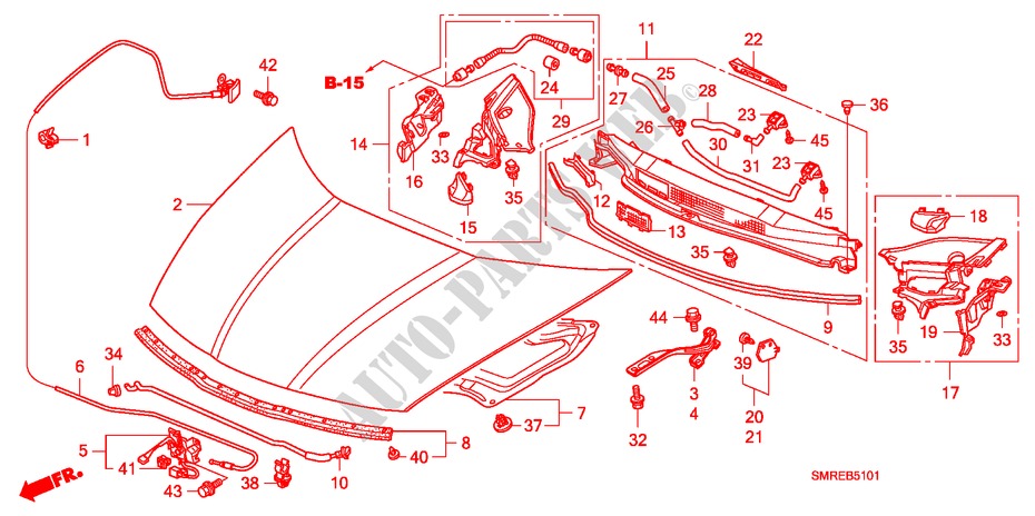 ENGINE HOOD(RH) for Honda CIVIC 2.0 TYPE-R    PLUS 3 Doors 6 speed manual 2010