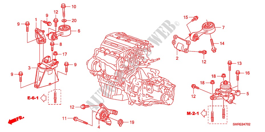 ENGINE MOUNTS(2.0L) for Honda CIVIC 2.0 TYPE-R    PLUS 3 Doors 6 speed manual 2010