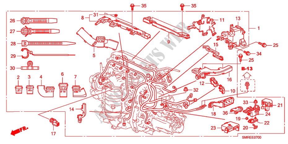 ENGINE WIRE HARNESS(1.8L) for Honda CIVIC 1.8 BASE 3 Doors Intelligent Manual Transmission 2010
