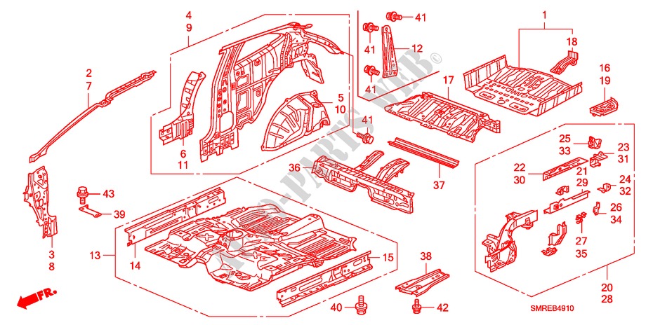 FLOOR/INNER PANELS for Honda CIVIC 1.8 TYPE-S 3 Doors 6 speed manual 2010