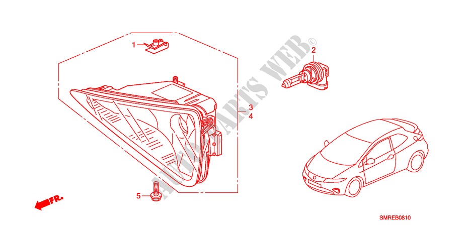 FOG LIGHT for Honda CIVIC 2.0 TYPE-R 3 Doors 6 speed manual 2011