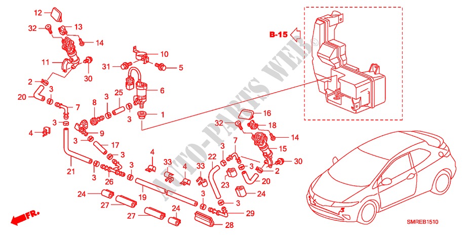 HEADLIGHT WASHER for Honda CIVIC 1.8 TYPE-S 3 Doors Intelligent Manual Transmission 2010
