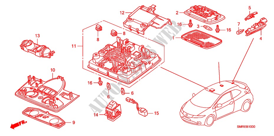 INTERIOR LIGHT for Honda CIVIC 1.8 TYPE-S    PLUS 3 Doors 6 speed manual 2011