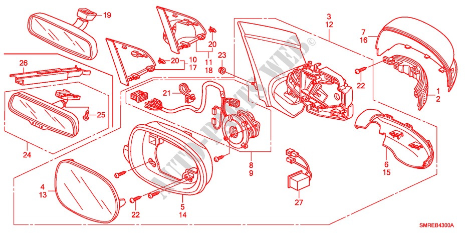 MIRROR for Honda CIVIC 1.8 TYPE-S    PLUS 3 Doors 6 speed manual 2011