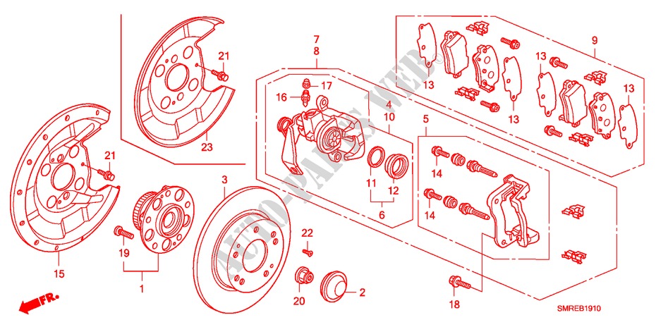 REAR BRAKE for Honda CIVIC 1.8 TYPE-S    PLUS 3 Doors 6 speed manual 2011