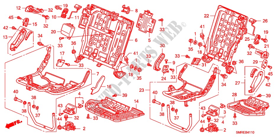 REAR SEAT COMPONENTS for Honda CIVIC 1.8 TYPE-S 3 Doors Intelligent Manual Transmission 2010