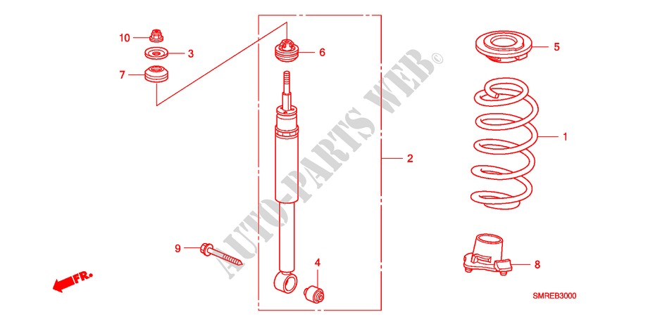 REAR SHOCK ABSORBER for Honda CIVIC 1.8 TYPE-S    PLUS 3 Doors 6 speed manual 2011