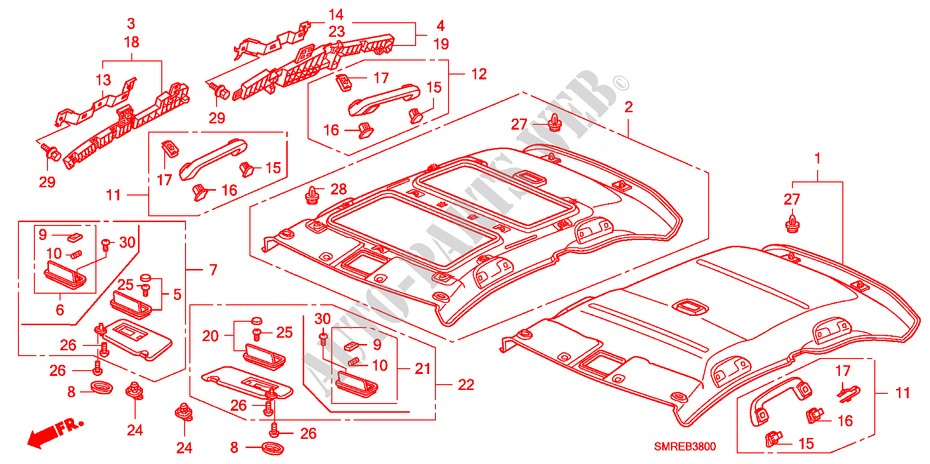 ROOF LINING for Honda CIVIC 2.0 TYPE-R    PLUS 3 Doors 6 speed manual 2010