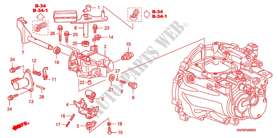 SHIFT ARM/SHIFT LEVER(1.4 L)(1.8L) for Honda CIVIC 1.8 TYPE-S    PLUS 3 Doors 6 speed manual 2011