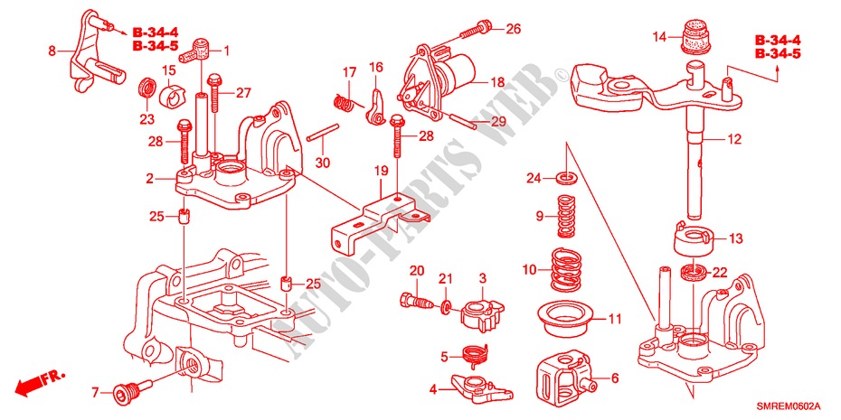 SHIFT ARM/SHIFT LEVER(2.0 L) for Honda CIVIC 2.0 TYPE-R    PLUS 3 Doors 6 speed manual 2011