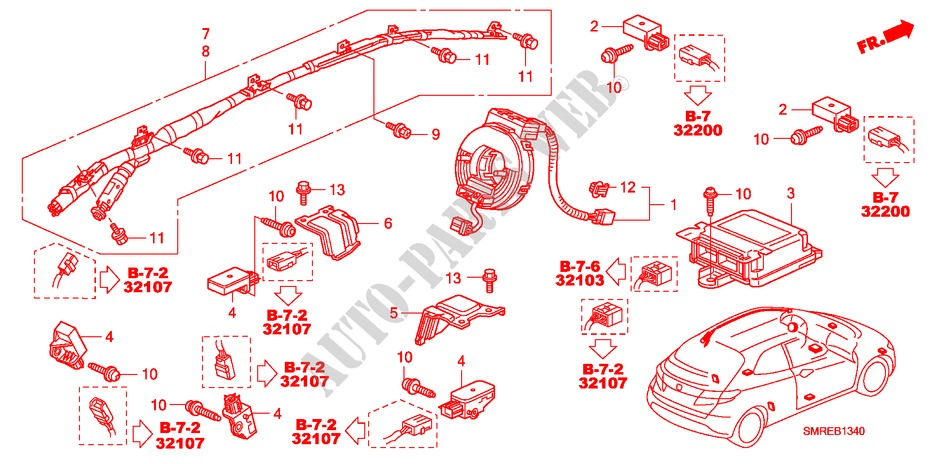 SRS UNIT(LH) for Honda CIVIC 1.8 TYPE-S    PLUS 3 Doors 6 speed manual 2011