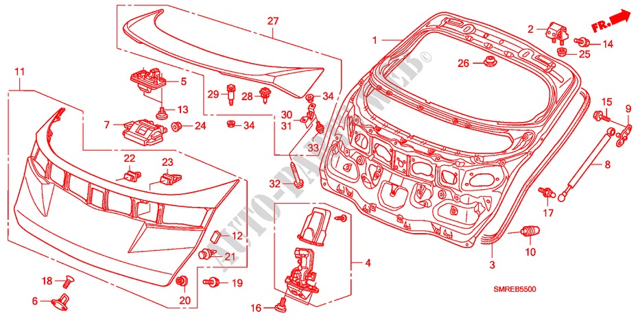 TAILGATE for Honda CIVIC 1.8 TYPE-S 3 Doors Intelligent Manual Transmission 2010