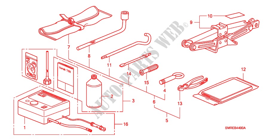 TOOLS/JACK for Honda CIVIC 1.8 TYPE-S    PLUS 3 Doors 6 speed manual 2011