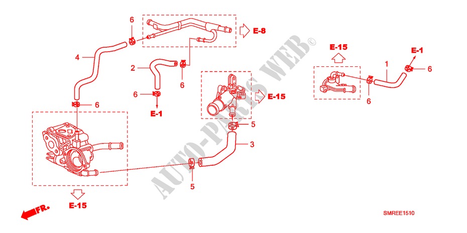 WATER HOSE(1.8L) for Honda CIVIC 1.8 TYPE-S    PLUS 3 Doors 6 speed manual 2011