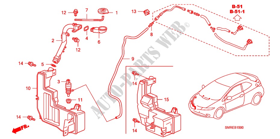 WINDSHIELD WASHER for Honda CIVIC 1.8 TYPE-S    PLUS 3 Doors 6 speed manual 2011