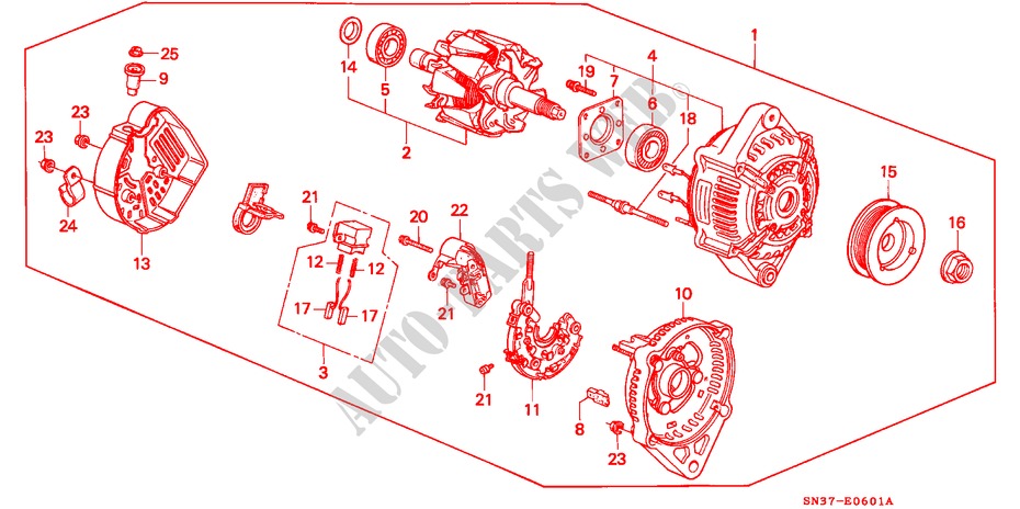 ALTERNATOR (DENSO) for Honda CONCERTO 1.6I-16 4 Doors 5 speed manual 1990
