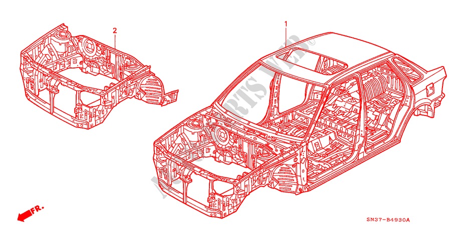 BODY STRUCTURE COMPONENTS (BODYSHELL) for Honda CONCERTO 1.6I 4 Doors 4 speed automatic 1993