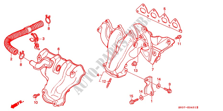 EXHAUST MANIFOLD (2) for Honda CONCERTO LX 4 Doors 4 speed automatic 1990