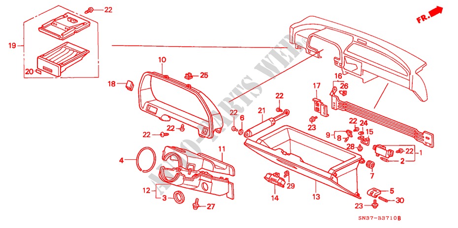 INSTRUMENT PANEL GARNISH (LH) for Honda CONCERTO 1.5I 4 Doors 5 speed manual 1993