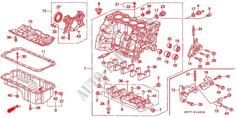 CYLINDER BLOCK (SOHC/SOHC VTEC) for Honda ACCORD 2.0ILS 4 Doors 5 speed manual 1996