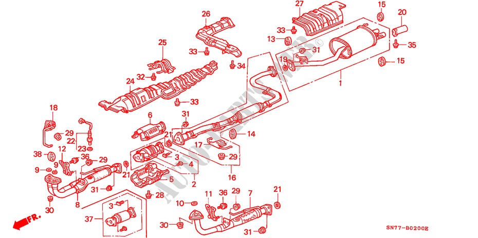 EXHAUST PIPE for Honda ACCORD 1.8IS 4 Doors 4 speed automatic 1996