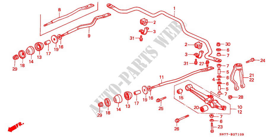 FRONT STABILIZER/ FRONT LOWER ARM for Honda ACCORD 1.8IS 4 Doors 4 speed automatic 1996