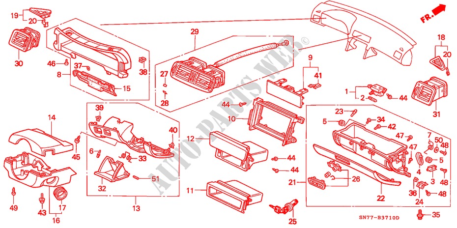 INSTRUMENT PANEL GARNISH (LH) for Honda ACCORD 2.0IES 4 Doors 5 speed manual 1994