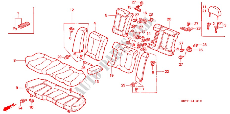 REAR SEAT (2) for Honda ACCORD 2.0IES 4 Doors 5 speed manual 1994