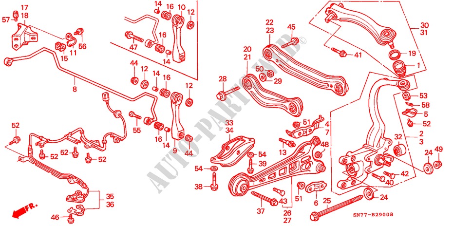 REAR STABILIZER/ REAR LOWER ARM for Honda ACCORD 1.8ILS 4 Doors 4 speed automatic 1996