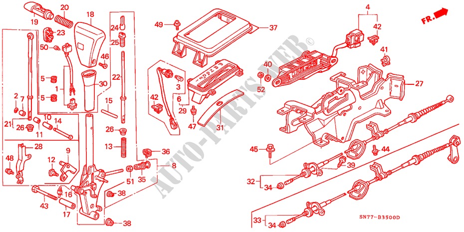 SELECT LEVER (LH) for Honda ACCORD 1.8IS 4 Doors 4 speed automatic 1996