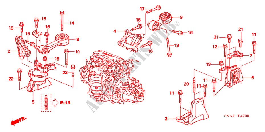 ENGINE MOUNTS (MT) for Honda CIVIC 1.6 LS 4 Doors 5 speed manual 2006