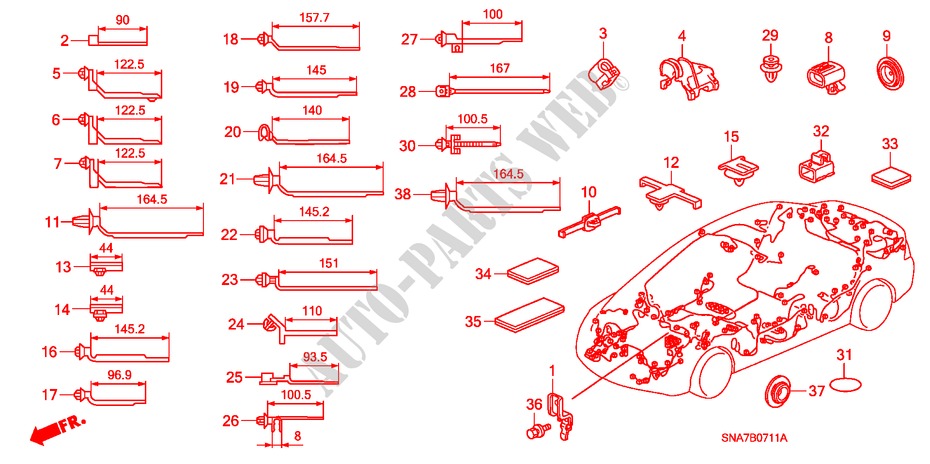 HARNESS BAND/BRACKET (RH) for Honda CIVIC 1.6 SE 4 Doors 5 speed manual 2006