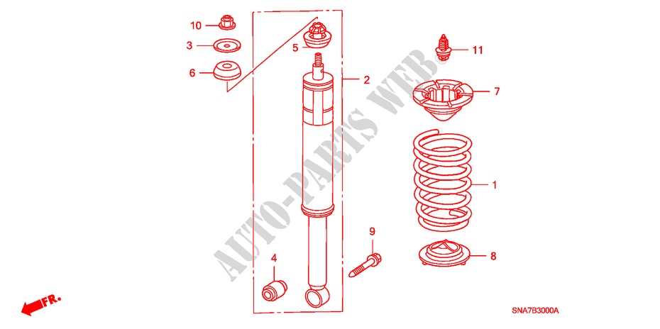 REAR SHOCK ABSORBER for Honda CIVIC 1.6 LS 4 Doors 5 speed automatic 2006