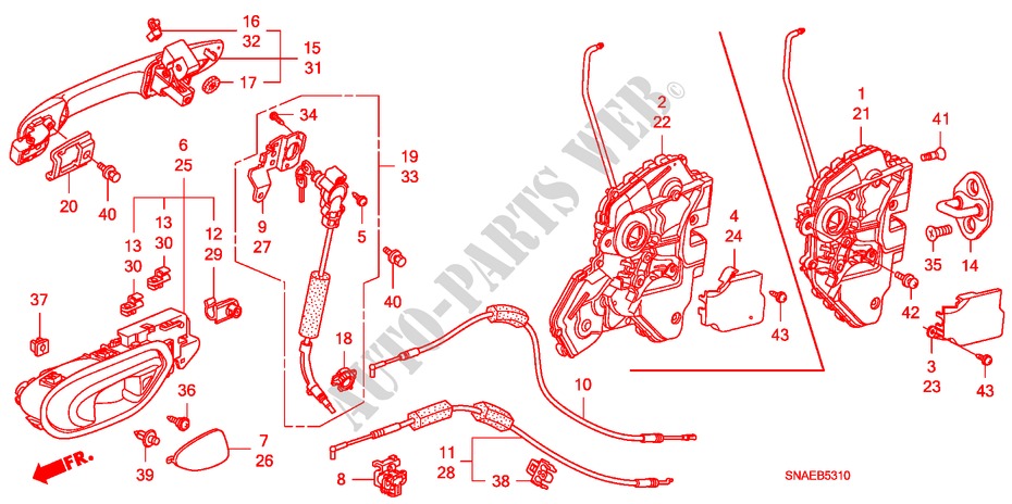 FRONT DOOR LOCK/ OUTER HANDLE for Honda CIVIC VTI 4 Doors 5 speed manual 2009