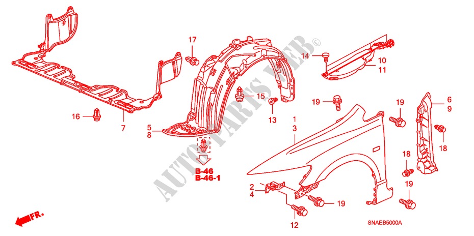 FRONT FENDERS for Honda CIVIC VTI 4 Doors 5 speed manual 2009