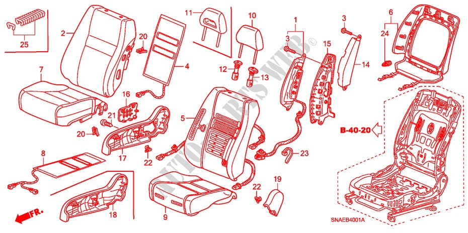 FRONT SEAT (LH) (PASSENGER SIDE) for Honda CIVIC VTI 4 Doors 5 speed manual 2009