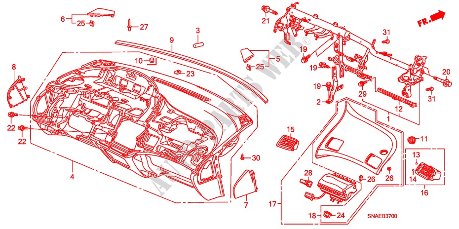 INSTRUMENT PANEL (LH) for Honda CIVIC VTI 4 Doors 5 speed manual 2009