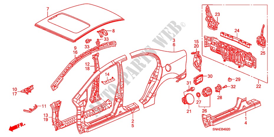 OUTER PANELS/REAR PANEL for Honda CIVIC VTI 4 Doors 5 speed manual 2009