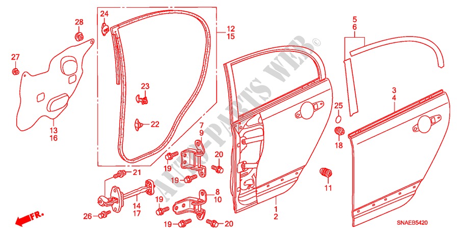REAR DOOR PANELS for Honda CIVIC VTI 4 Doors 5 speed manual 2009